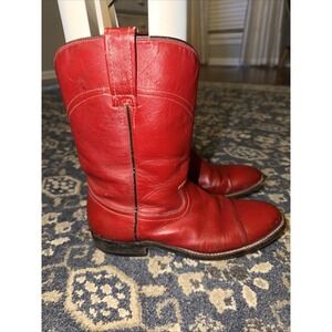 Vintage Cowtown Red Leather Roper Western Cowboy Boots Women's Size 6 M